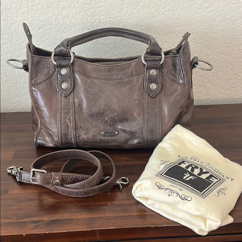 Frye Distressed Brown Leather Satchel Purse